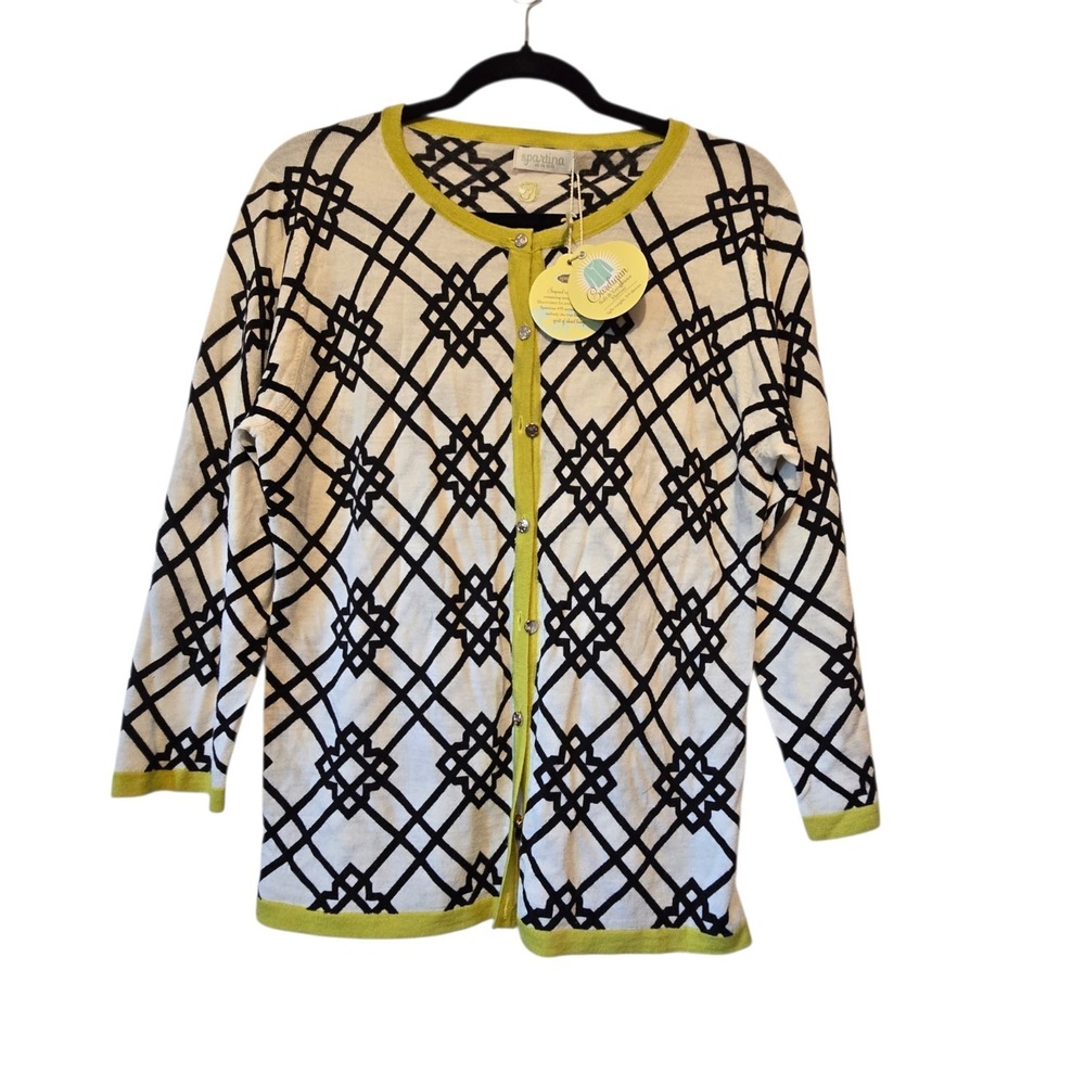 Spartina 449 NWT Seven Oaks Knit Cardigan Women's XL 100% Merino Wool Geometric